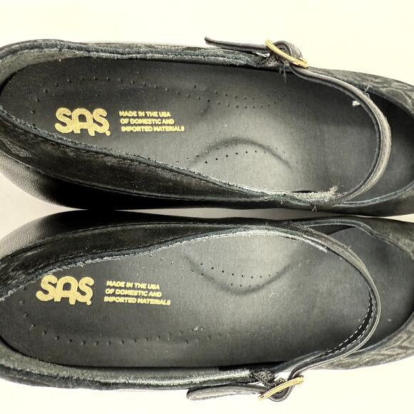 SAS Isabel Mary Jane Heel Snake Womens 11N Black Leather Comfort Dark Academia - Picture 2 of 9